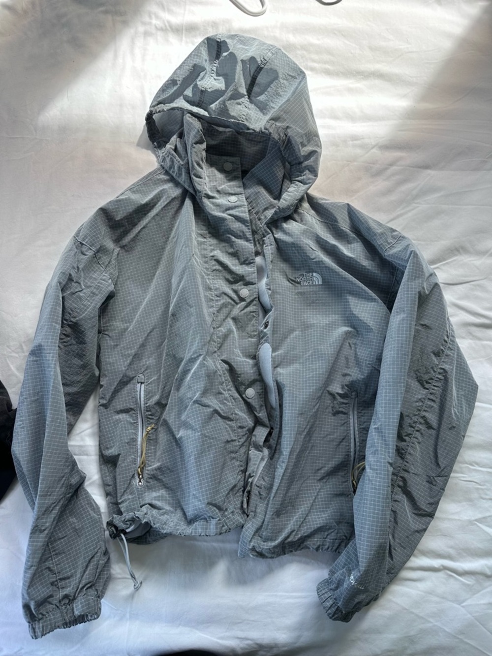 The North Face Gray Hooded Windbreaker Jacket